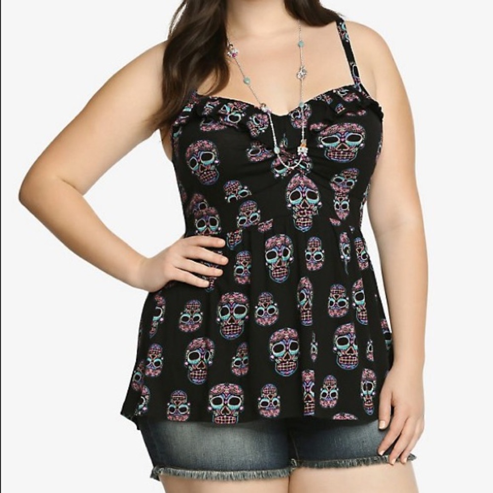 Torrid Skull Print Babydoll Tank Plus Size 2X
